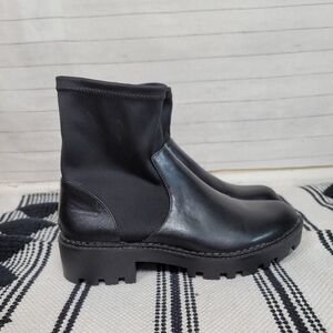 ZARA LUG SOLE LOW HEEL LEATHER  ANKLE BOOTS in BLACK, SZ 39 / 8